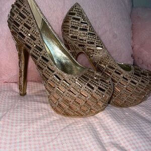 Beautiful rose gold platform high heels